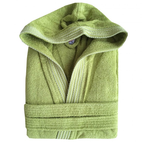Hooded bathrobe folded flat