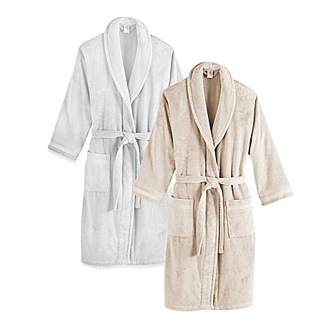 Kimono-style bathrobe with shawl collar detail