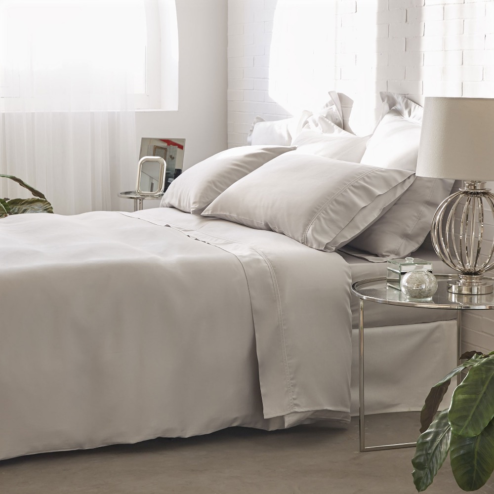 Percale bed set folded and stacked