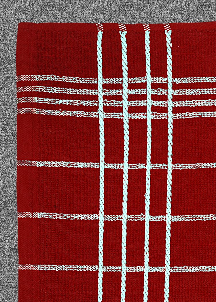 Close-up of a pure red kitchen towel weave